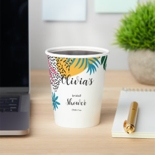 Vasos De Papel Lluvia de Novia de Hojas Multicolores
