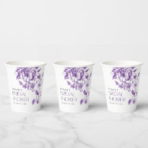 Lluvia de Novia Vintage Francés Toile Floral Púrpu