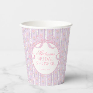 Vasos De Papel Lluvia de Regalos Nupciales Floral Antiguo Morado