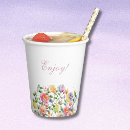 Vasos De Papel Lluvia de Rosas Rosadas Lilas Bridal Shower