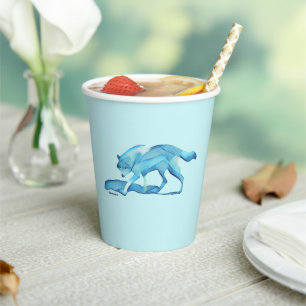 Vasos De Papel Lobo Azul En Nieve