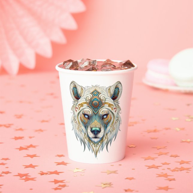 Vasos De Papel Lobo espiritual nativo americano (in situ)