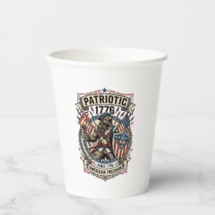 Vasos De Papel Lobo Patriota Patriótico Horror Monstruo Patriota 