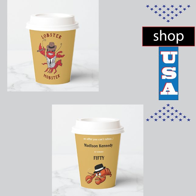 Vasos De Papel Lobster Mobster 🦞 Funny Personalizado Gangster (Subido por el creador)