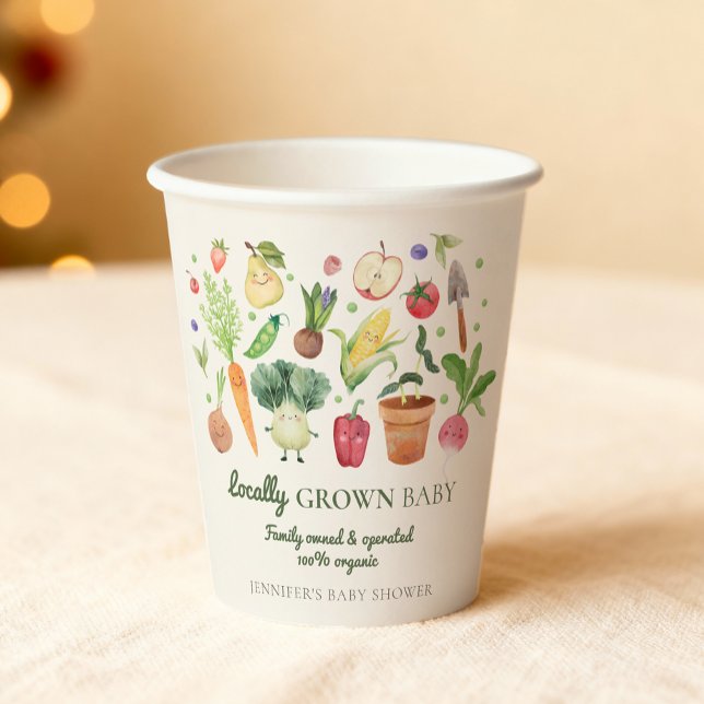 Vasos De Papel Locally Grown Baby Farmers Market Couples Shower (Subido por el creador)