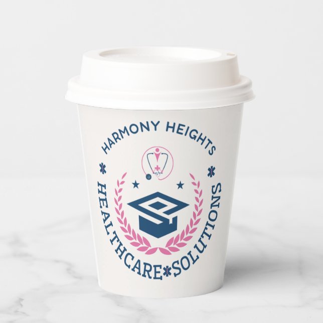 Vasos De Papel Logo de Harmony Heights Healthcare Solutions Compa (Anverso)