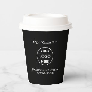 Vasos De Papel Logo de Personalizado negro Textos Negocio Minimal