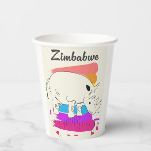 Vasos De Papel Logo de viaje retro de Zimbabue