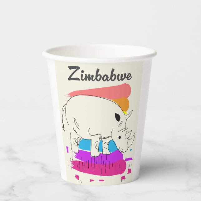 Vasos De Papel Logo de viaje retro de Zimbabue (Anverso)