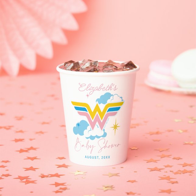 Vasos De Papel Logo de Wonder Woman | BABY SHOWER (in situ)