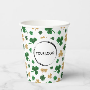 Vasos De Papel Logo del personalizado St. Patrick Shamrock Green