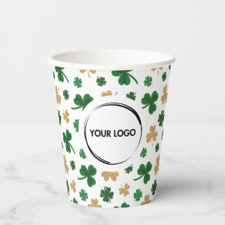 Vasos De Papel Logo del personalizado St. Patrick Shamrock Green 