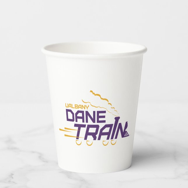 Vasos De Papel Logo del Tren de Dane de la UAlbany (Reverso )