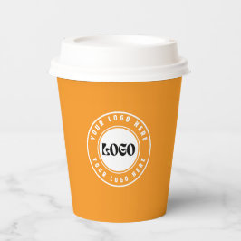 Vasos De Papel LOGO empresarial amarillo y blanco Profesional  