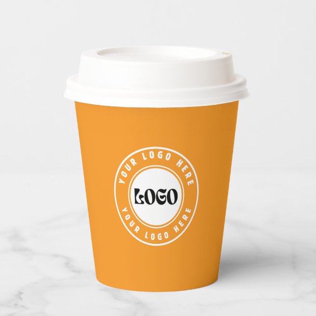 Vasos De Papel LOGO empresarial amarillo y blanco Profesional   (Anverso)