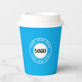 Vasos De Papel LOGO empresarial azul y blanco Profesional  