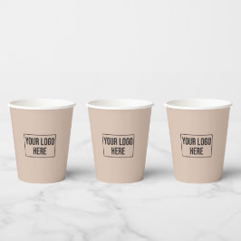 Vasos De Papel Logo Mínimo Comercial Café Beige Simple