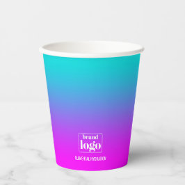 Vasos De Papel Logotipo básico del gradiente de Aqua violeta mini