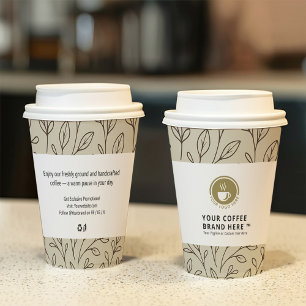Vasos De Papel Logotipo comercial Café botánico moderno Minimalis