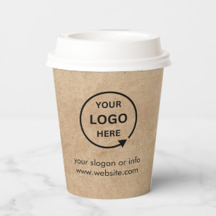 Vasos De Papel Logotipo comercial   Rústico Kraft profesional mod