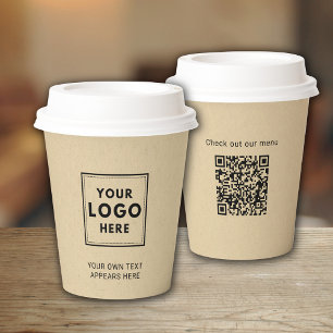 Vasos De Papel Logotipo comercial sencillo Kraft Paper Profesiona