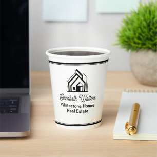 Vasos De Papel Logotipo de casa abierta de la compañía de bienes