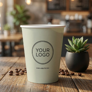 Vasos De Papel Logotipo de empresa personalizado en verde