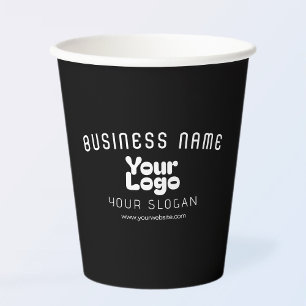 Vasos De Papel Logotipo de envío Retro-Moderno en blanco y negro 