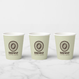 Vasos De Papel logotipo de la cafetería Brewly