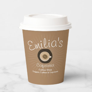 Vasos De Papel Logotipo de Negocio de Cafetería de Espresso