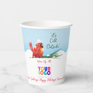 Vasos De Papel Logotipo de Negocio de Cardinal en La Nieve Café 