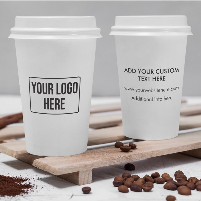 Vasos De Papel Logotipo de negocio mínimo Café blanco sencillo (Subido por el creador)