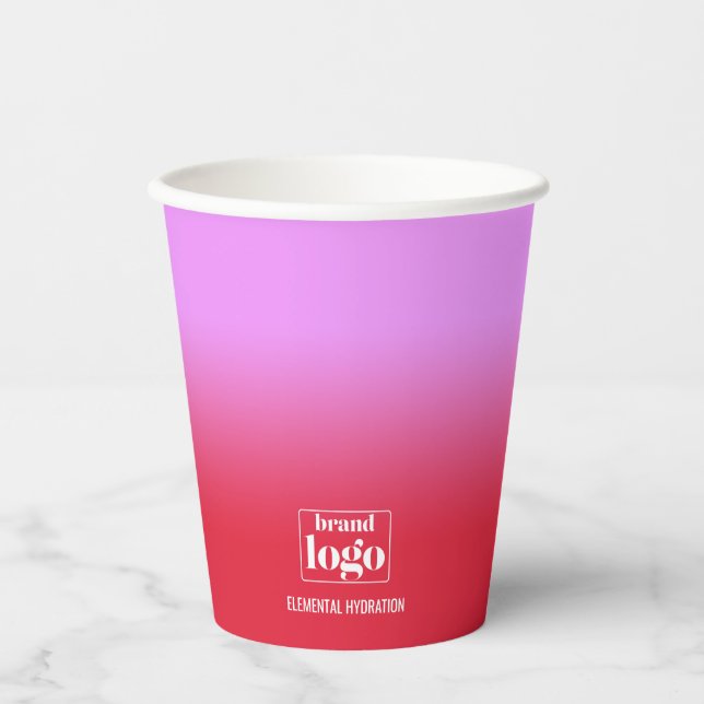 Vasos De Papel Logotipo Elemental de Gradiente Lilac Rojo minimal (Anverso)