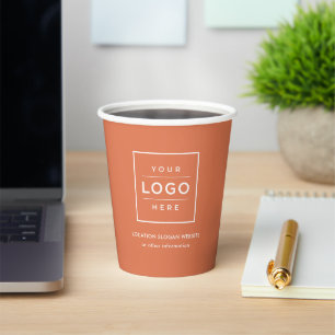 Vasos De Papel Logotipo Empresarial de Terracota de Marca Hospita