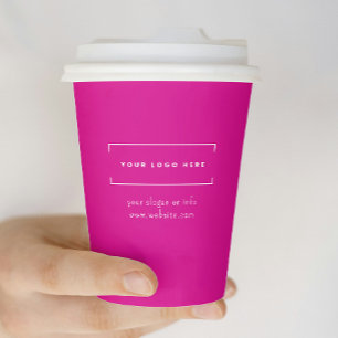 Vasos De Papel Logotipo empresarial minimalista rosa con estilo