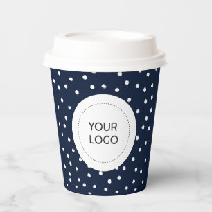 Vasos De Papel Logotipo empresarial mínimo azul marino personaliz