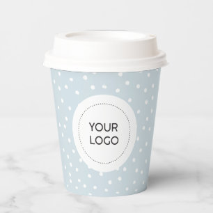 Vasos De Papel Logotipo Empresarial Mínimo Azul Polvoriento Perso