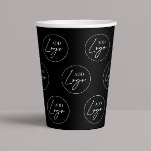 Vasos De Papel Logotipo Empresarial Paso Patrón Repetir Negro de 
