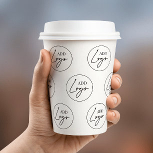 Vasos De Papel Logotipo Empresarial Paso Patrón Repetir Personali