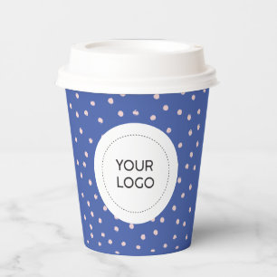 Vasos De Papel Logotipo personalizado minimalista azul y rosa par