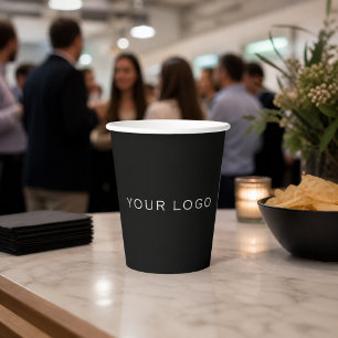 Vasos De Papel logotipo rectangular negro