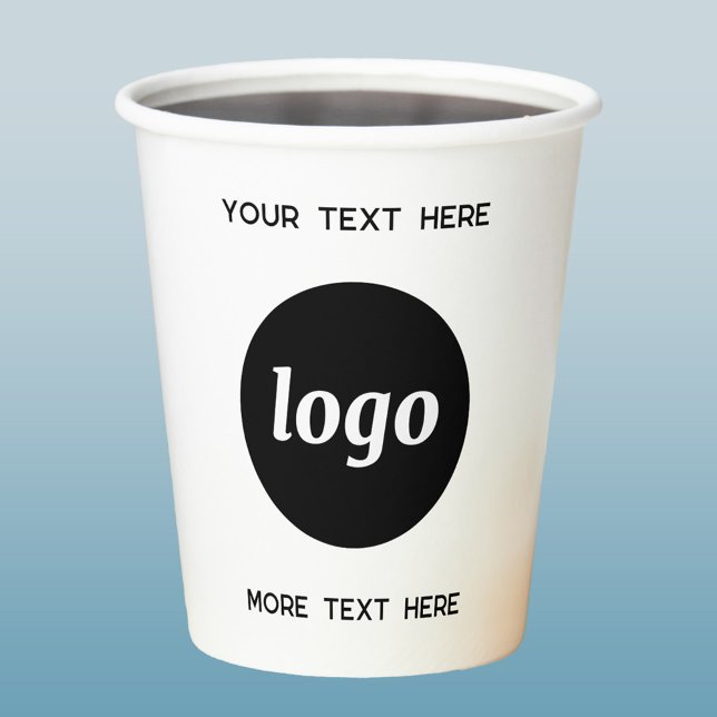 Vasos De Papel Logotipo simple con negocio de texto (Simple logo with custom text business branding promotional paper cup)