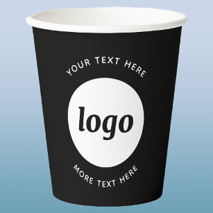 Vasos De Papel Logotipo simple con notas de trabajo de texto