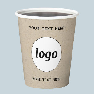 Vasos De Papel Logotipo simple con promoción de negocios de texto