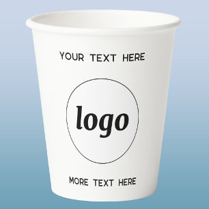 Vasos De Papel Logotipo Simple Con Texto Empresa