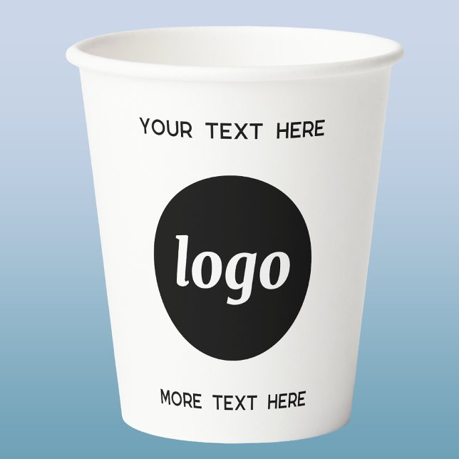 Vasos De Papel Logotipo Simple Con Texto Empresa (Simple logo with custom text business branding promotional paper cup)