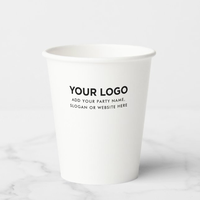 Vasos De Papel Logotipo y texto en línea personalizados (Anverso)
