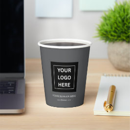 Vasos De Papel Logotipo y Texto Promocional Minimalista Personali