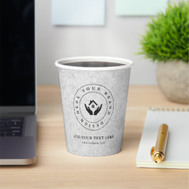 Vasos De Papel Logotipo y Texto Promocional Minimalista Personali
