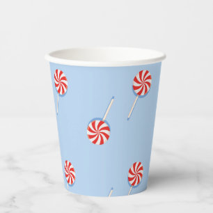 Vasos De Papel Lollipop Sweet Candy Blue Kids Fiesta de cumpleaño